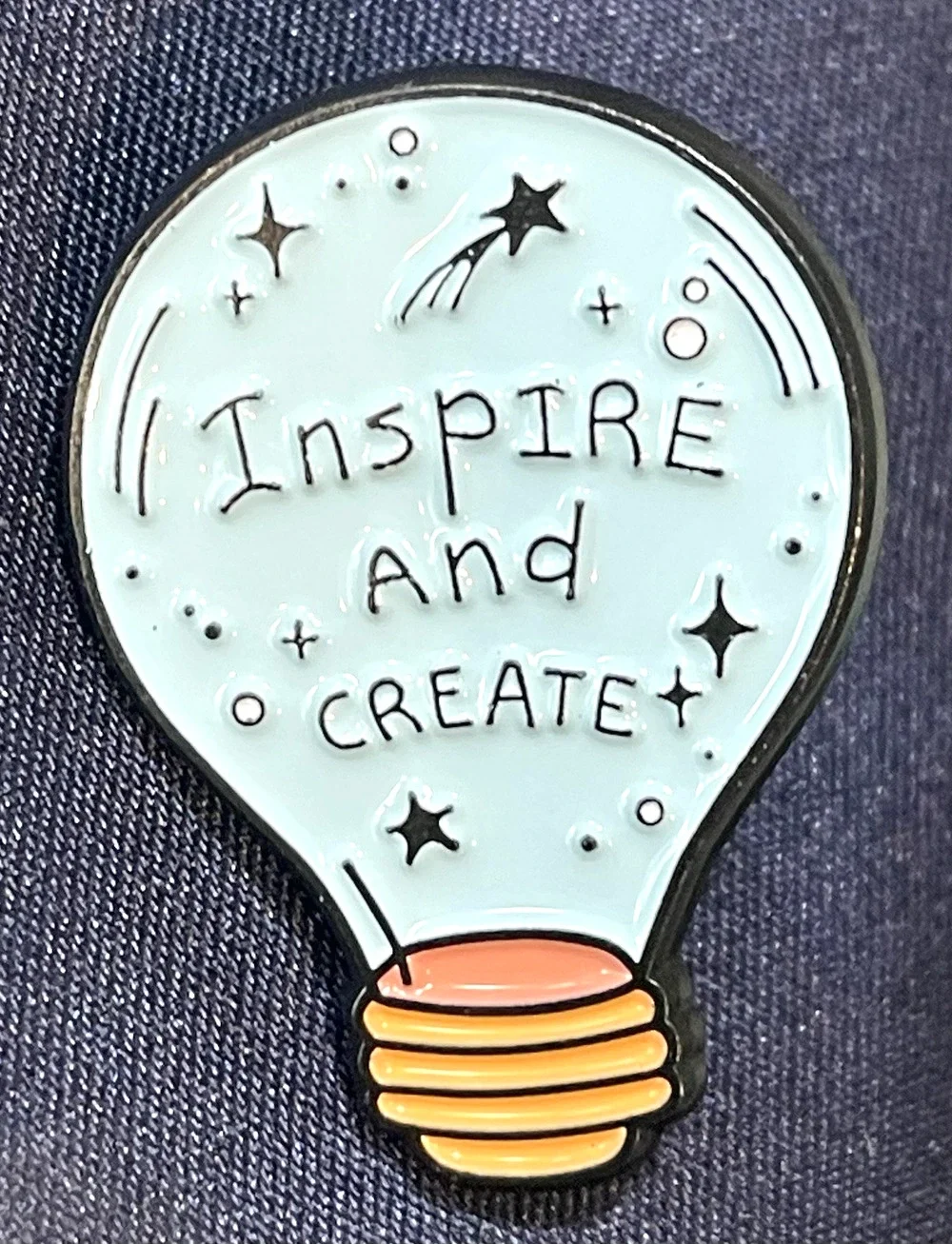 NWOT Lightbulb Lapel Pin Brooch Enamel Inspire And Create Art Letters Idea